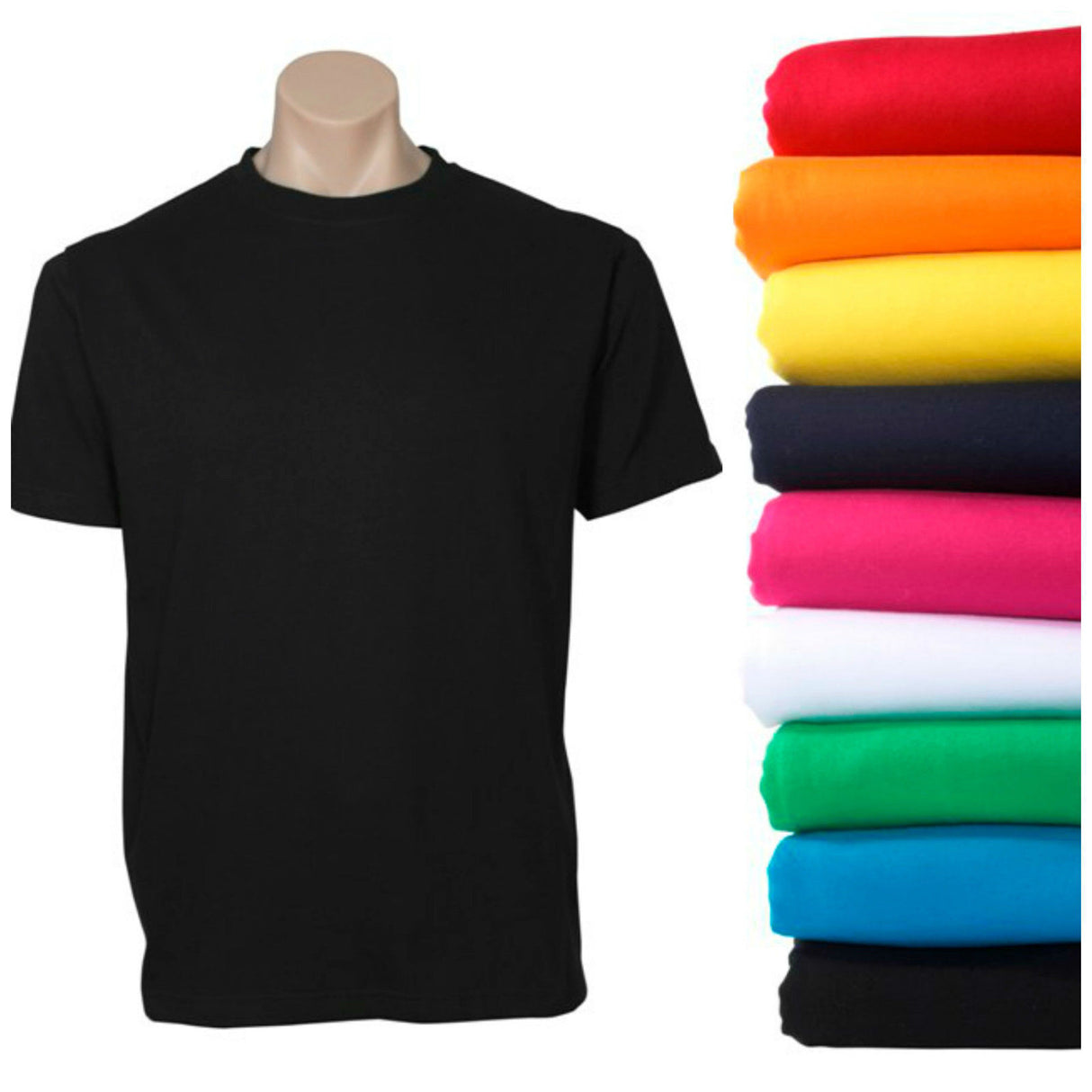 Plain T-Shirt 100% COTTON Basic Blank Tee Mens Ladies Casual BULK Adults