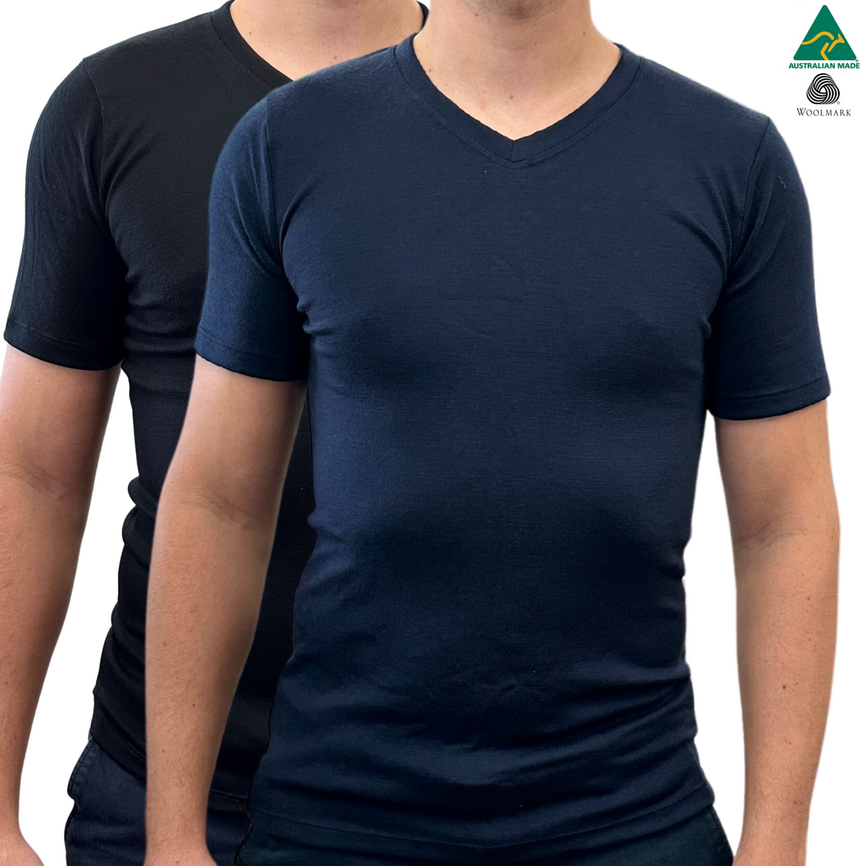 Mens 100% Pure Merino Wool V-Neck Short Sleeve Top T Shirt Thermal Underwear