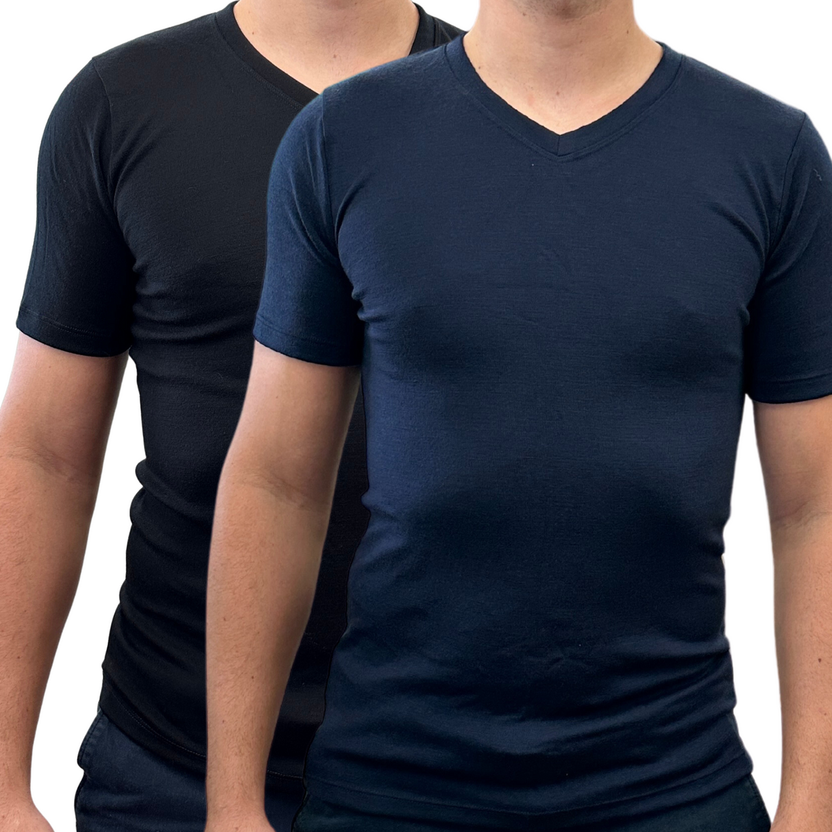 Mens 100% Pure Merino Wool V-Neck Short Sleeve Top T Shirt Thermal Underwear