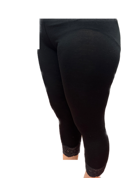 Merino Skins Womens Audrina Capri Legging Thermals Underwear Warm Winter - Black