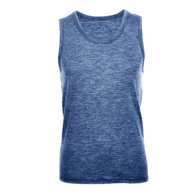 MERINO SKINS Mens Classic Round Neck Tank Singlet Thermal Top - French Navy