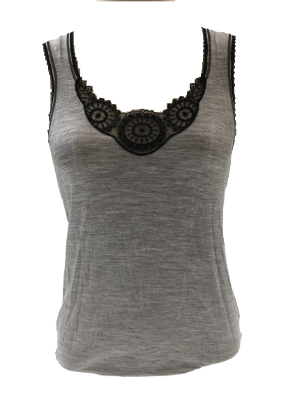 MERINO SKINS Ladies Dianthe Tank Top Thermal Merino Wool Rich Thermals - Soft Grey Marle