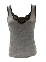 MERINO SKINS Ladies Dianthe Tank Top Thermal Merino Wool Rich Thermals - Soft Grey Marle