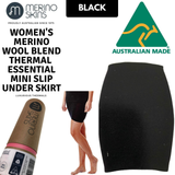 MERINO SKINS Thermal Womens Skirt Wool Winter Base Layer Thermals - Black