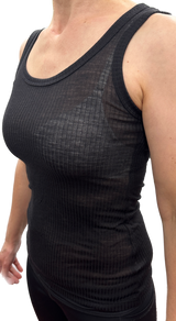 MERINO SKINS Wool Blend Ladies Verona V-Neck Tee Thermal Top Tank - Black