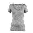 MERINO SKINS Womens Verona V-Neck Tee Thermal Top Wool Blend - Soft Grey