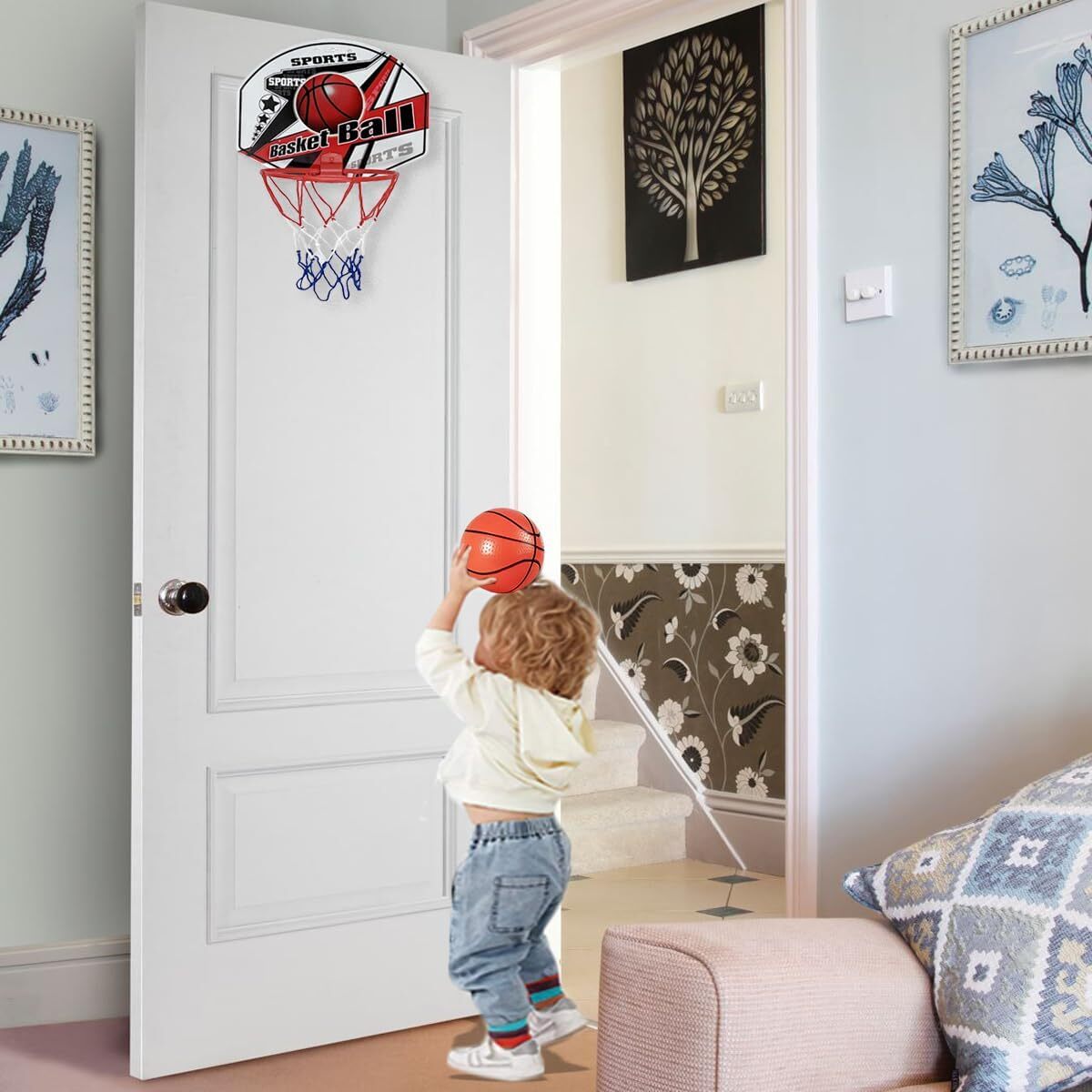 Mini Basketball Hoop Ring Kids Toy Children Door Indoor Hang Backboard