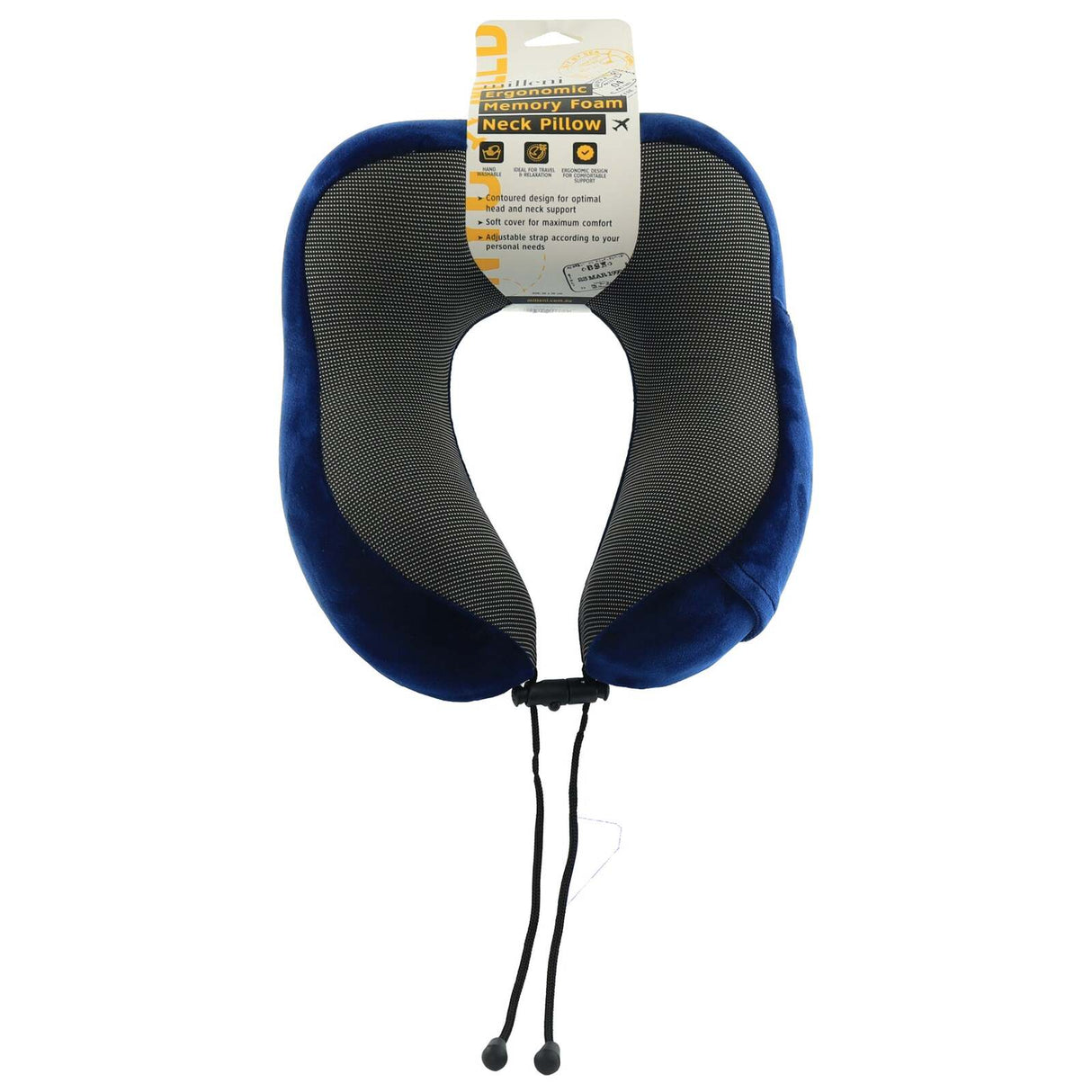 Milleni Memory Foam Comfort Ergonomic Air Travel Neck Pillow Neck Support Flight - Black