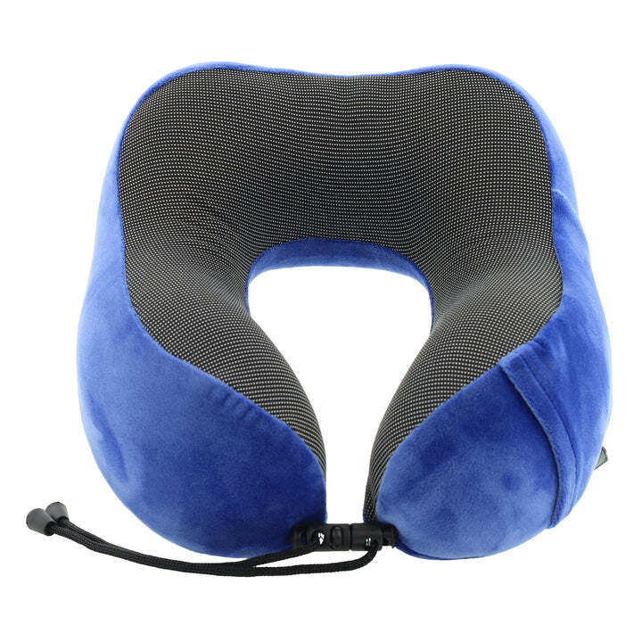 Milleni Memory Foam Comfort Ergonomic Air Travel Neck Pillow Neck Support Flight - Blue