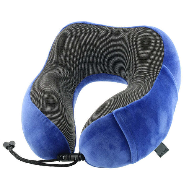 Milleni Memory Foam Comfort Ergonomic Air Travel Neck Pillow Neck Support Flight - Blue/Black