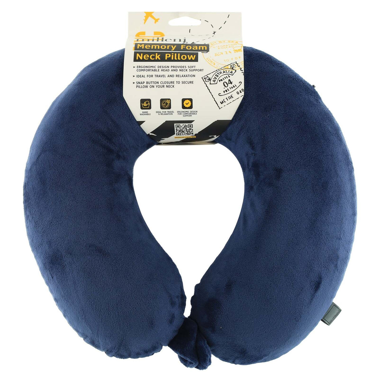 Milleni Memory Foam Comfort Ergonomic Air Travel Neck Pillow Neck Support Flight - Blue