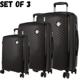 Monaco Hardshell 3-Piece Luggage Bag Set Travel Suitcase - Black