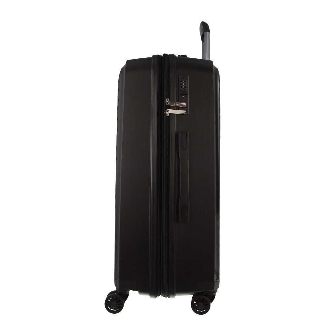 Monaco Checked Luggage Bag Travel Carry On Suitcase 75cm (124L) - Black