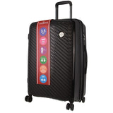 Monaco Checked Luggage Bag Travel Carry On Suitcase 65cm (82.5L) - Black