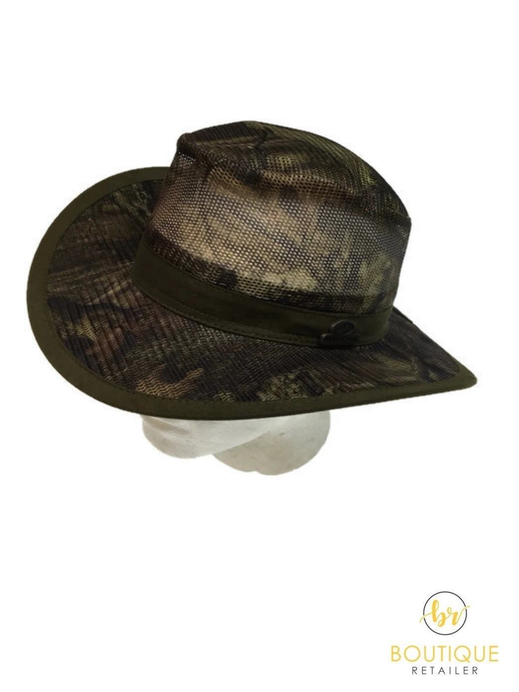 MOSSY OAK Camouflage Mens Wide Brim Mesh Hat Fedora Outback Gardening Camo