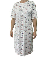 Womens Ladies Cotton Nightie Night Gown Slip Petticoat PJs Sleepwear Short Sleeve Dress