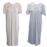 Womens Ladies Cotton Blend Nightie Night Gown Pajamas Pyjamas Sleepwear PJ - White