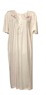 Womens Ladies Cotton Blend Nightie Night Gown Pajamas Pyjamas Sleepwear PJ - White