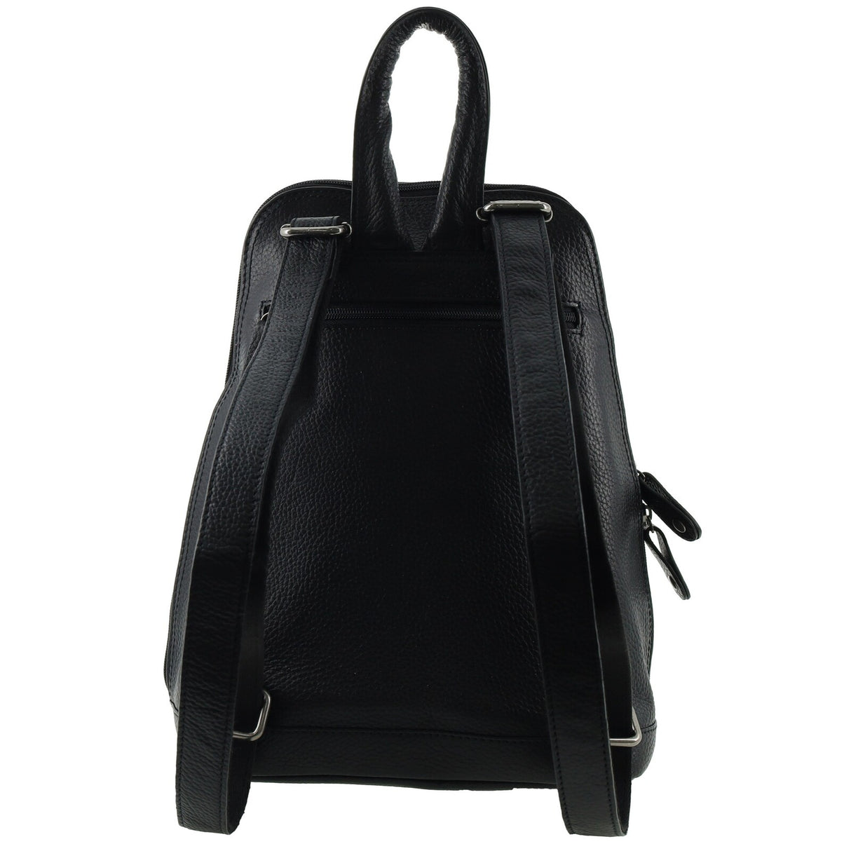 Milleni Womens Twin Zip Backpack Nappa Italian Leather Travel Bag - Black