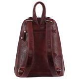 Milleni Womens Twin Zip Backpack Nappa Italian Leather Bag Travel - Cherry