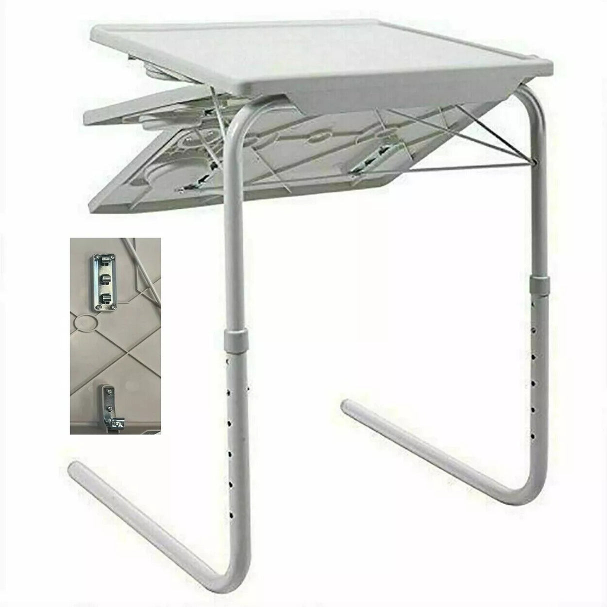 Portable Metal Adjustable Table Dinner Laptop Tray Folding Desk Sofa TV