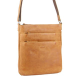 Milleni Womens Italian Leather Bag Soft Nappa Leather Cross-Body Travel - Caramel