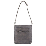 Milleni Ladies Nappa Leather Zip Closure Cross Body Bag Travel - Slate