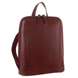 Milleni Ladies Nappa Leather Bag Twin Zip Backpack w/ Zipped Pocket - Cabernet Red