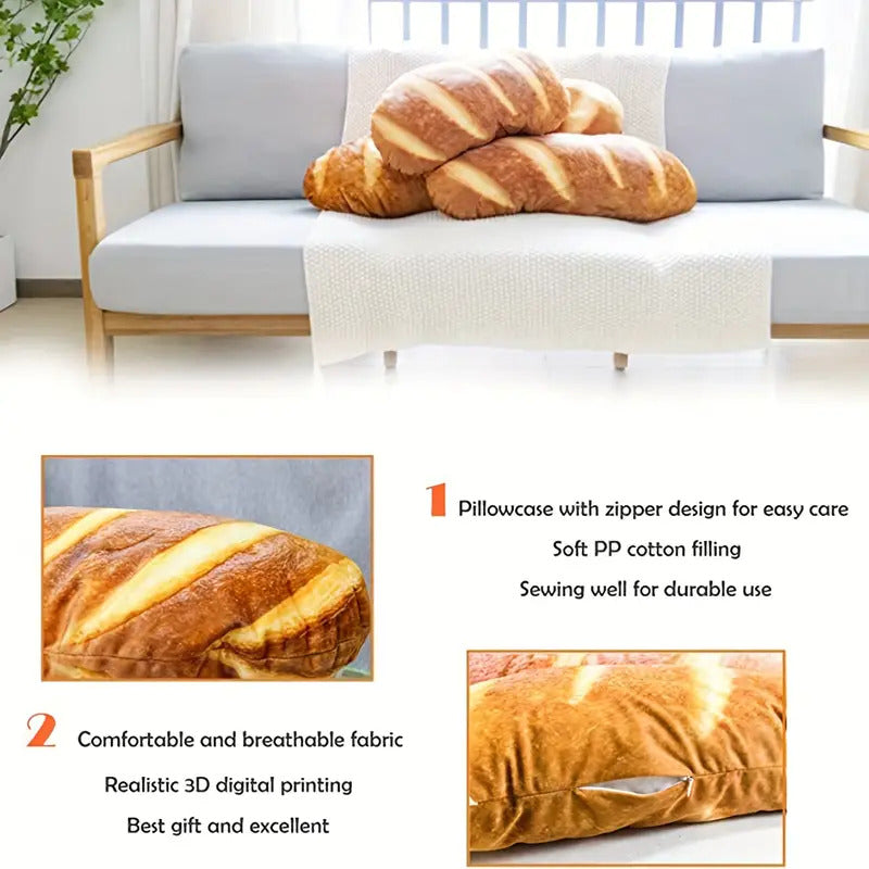 Plush Bread Pillow Funny Stuffed Bread Shaped Pillow Toy Gift 53cm/21"