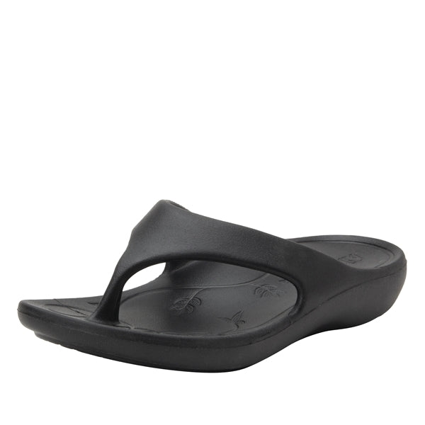 Alegria Womens ODE Thongs Flip Flops Sandals Clog - Black