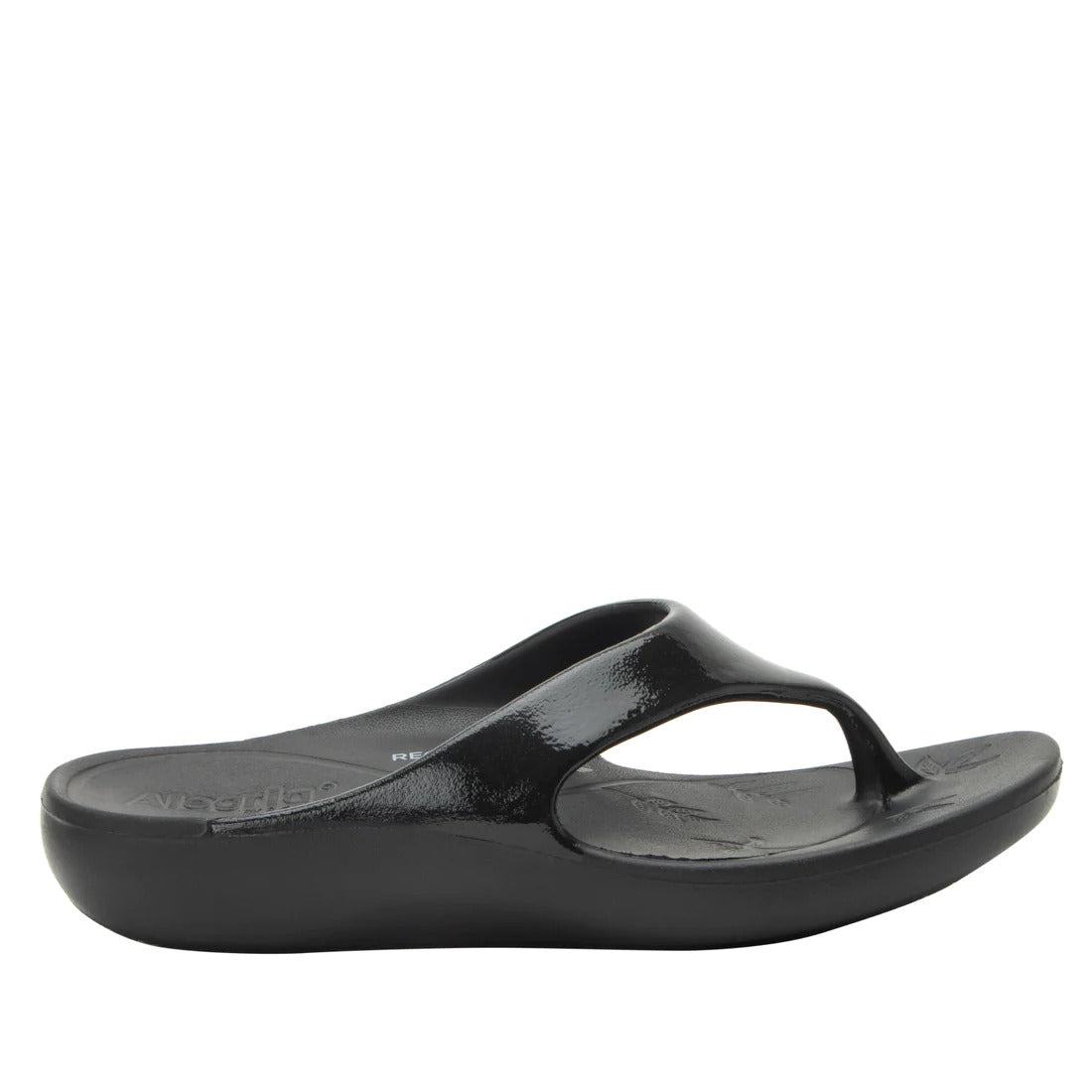 Alegria Womens Ode Flip Flop Thongs Summer Slip On - Black Gloss