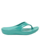 Alegria Womens Ode Flip Flop Thongs Summer Slip On - Aqua Gloss