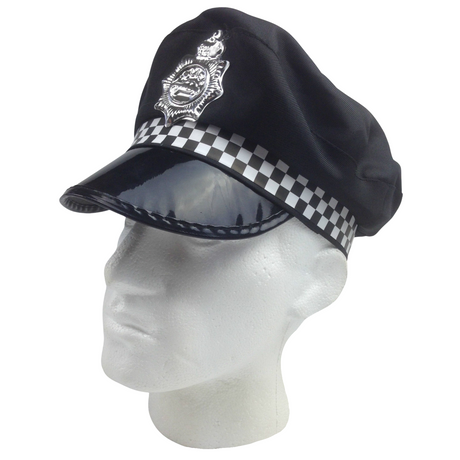 Police Officer Captain HAT Cop Costume Party Cap Fancy Dress - Black