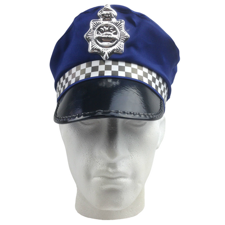 Police Officer Captain HAT Cop Costume Party Cap Fancy Dress - Blue