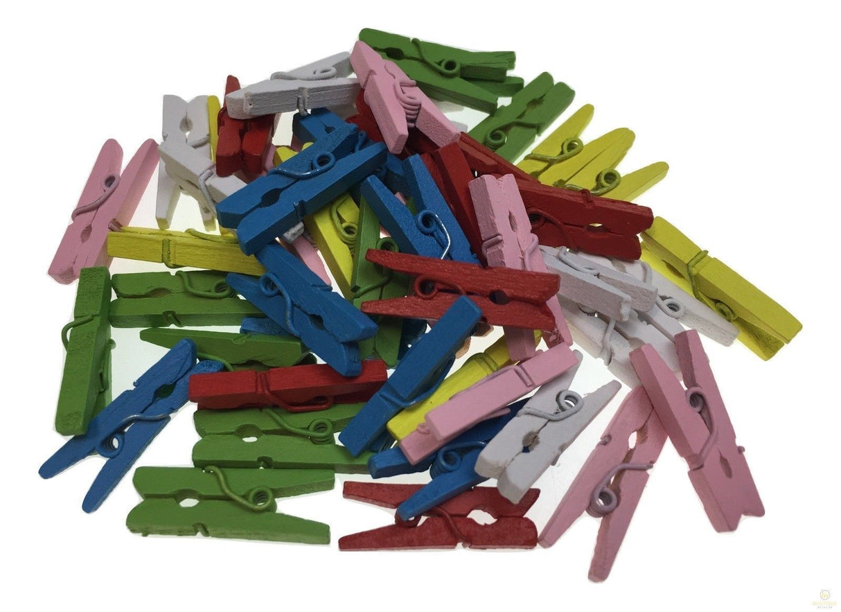 900pcs MINI WOODEN PEGS Natural Craft Baby Shower Clothes Pin Scrapbook 25mm