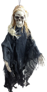 HALLOWEEN Moving Skeleton Skull Creepy Sound Activated Hanging Prop Scary Witch