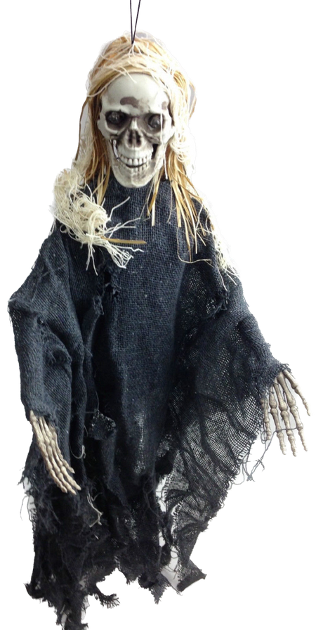 HALLOWEEN Moving Skeleton Skull Creepy Sound Activated Hanging Prop Scary Witch