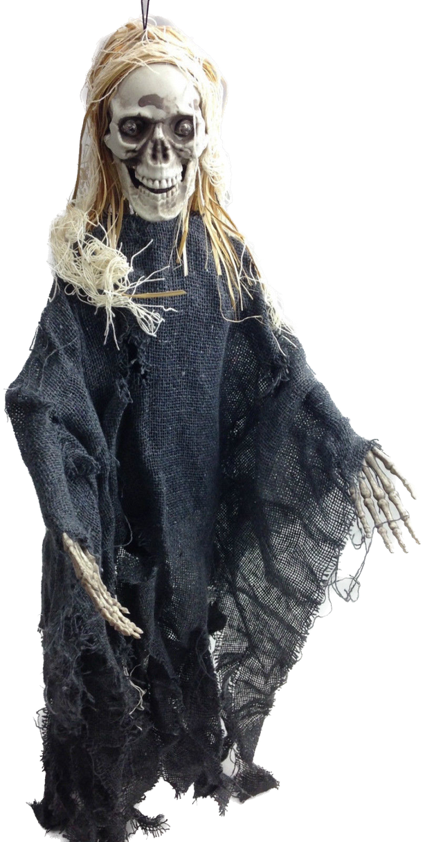 HALLOWEEN Moving Skeleton Skull Creepy Sound Activated Hanging Prop Scary Witch