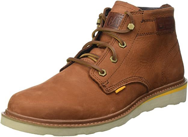 Caterpillar Mens Jackson Mid Leather Boots Shoes Chukka Desert CAT - Brown