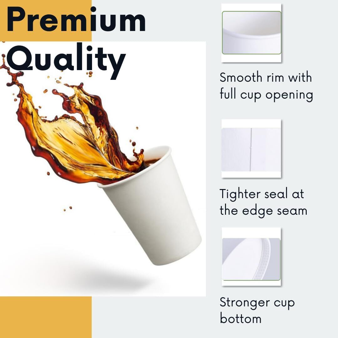 1200 White Disposable Coffee Cups 8oz Extra Strong Takeaway Paper Take Away Bulk