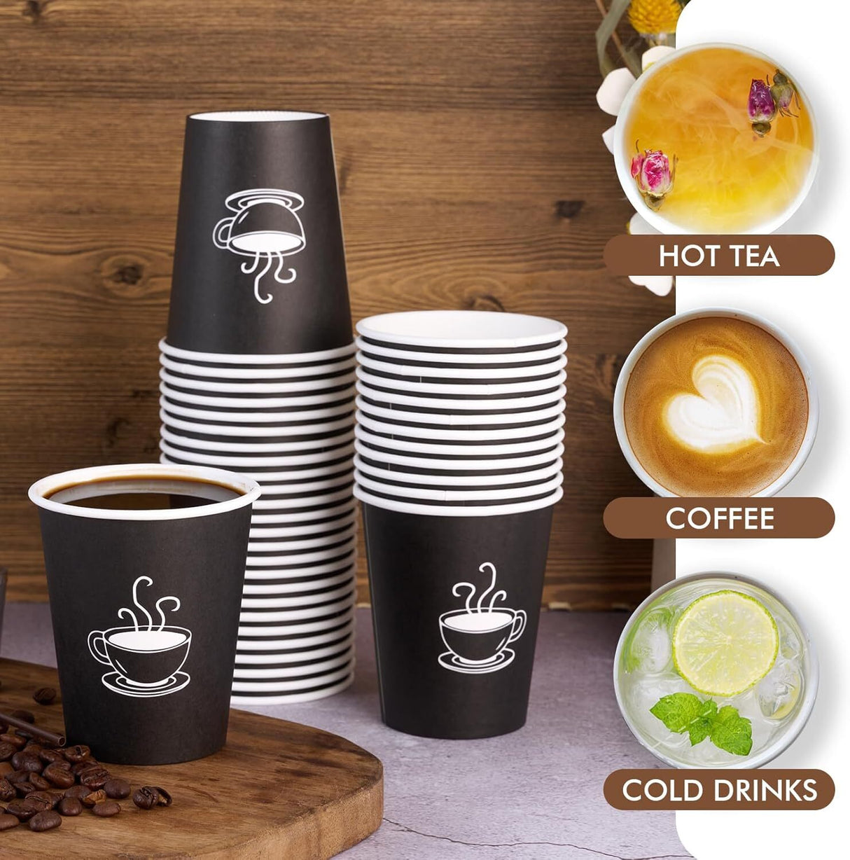 1200 Disposable Coffee Cups 8oz Extra Strong Takeaway Paper Take Away Bulk