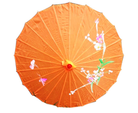 PARASOL UMBRELLA Chinese Japanese Bamboo Flower Pattern Fabric 80cm Diameter - Red