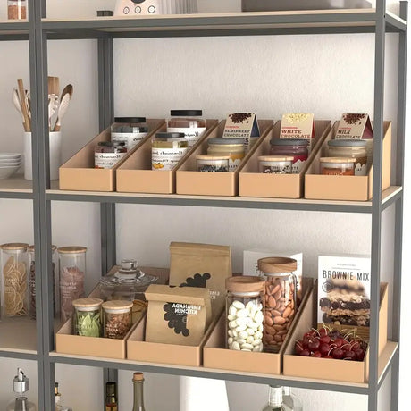 10x Cardboard Storage Organizer Bins BE Corrugated Pantry Shelf Boxes for Office & Garage Organization