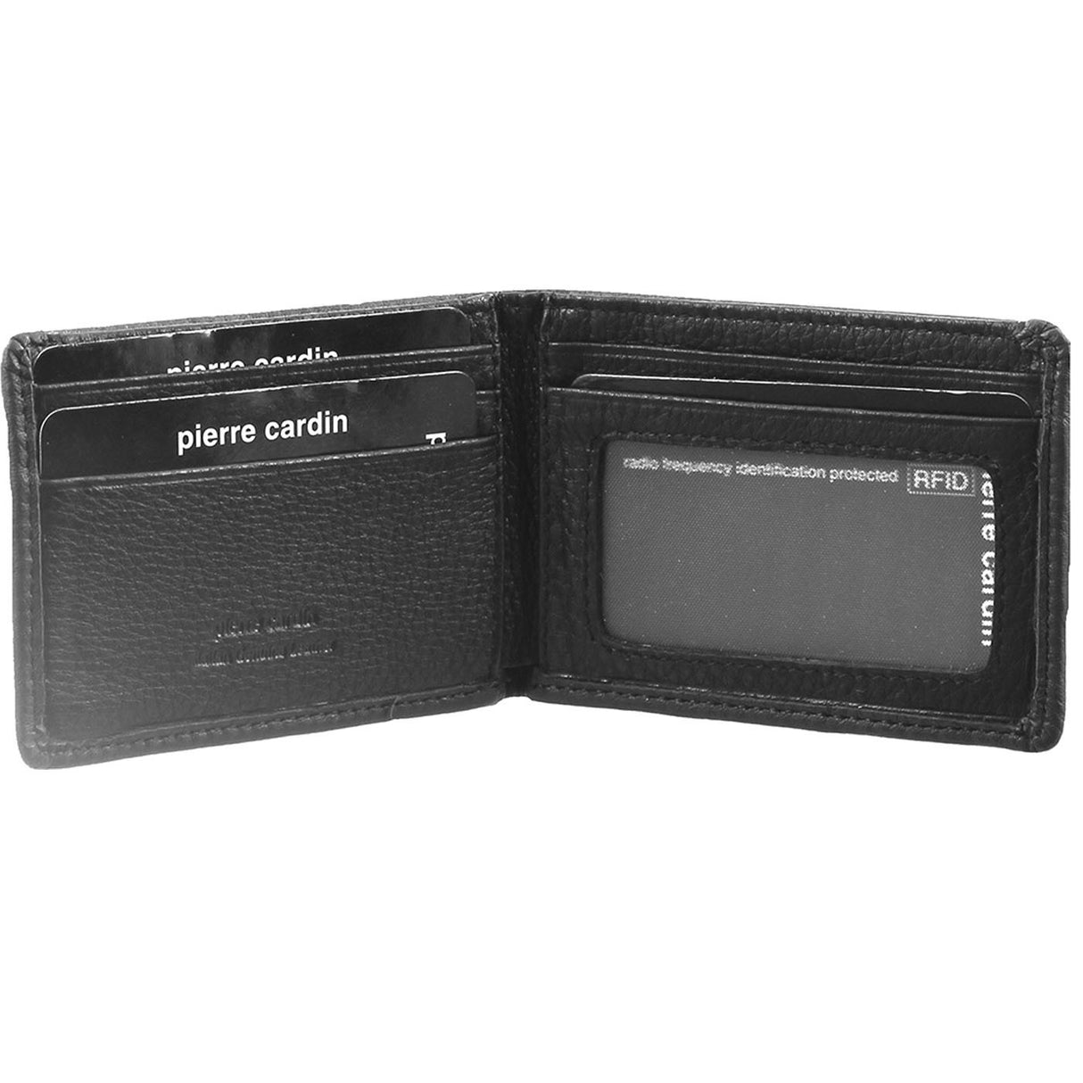 Pierre Cardin Mens RFID Slim Wallet Genuine Italian Leather w Gift Box - Black