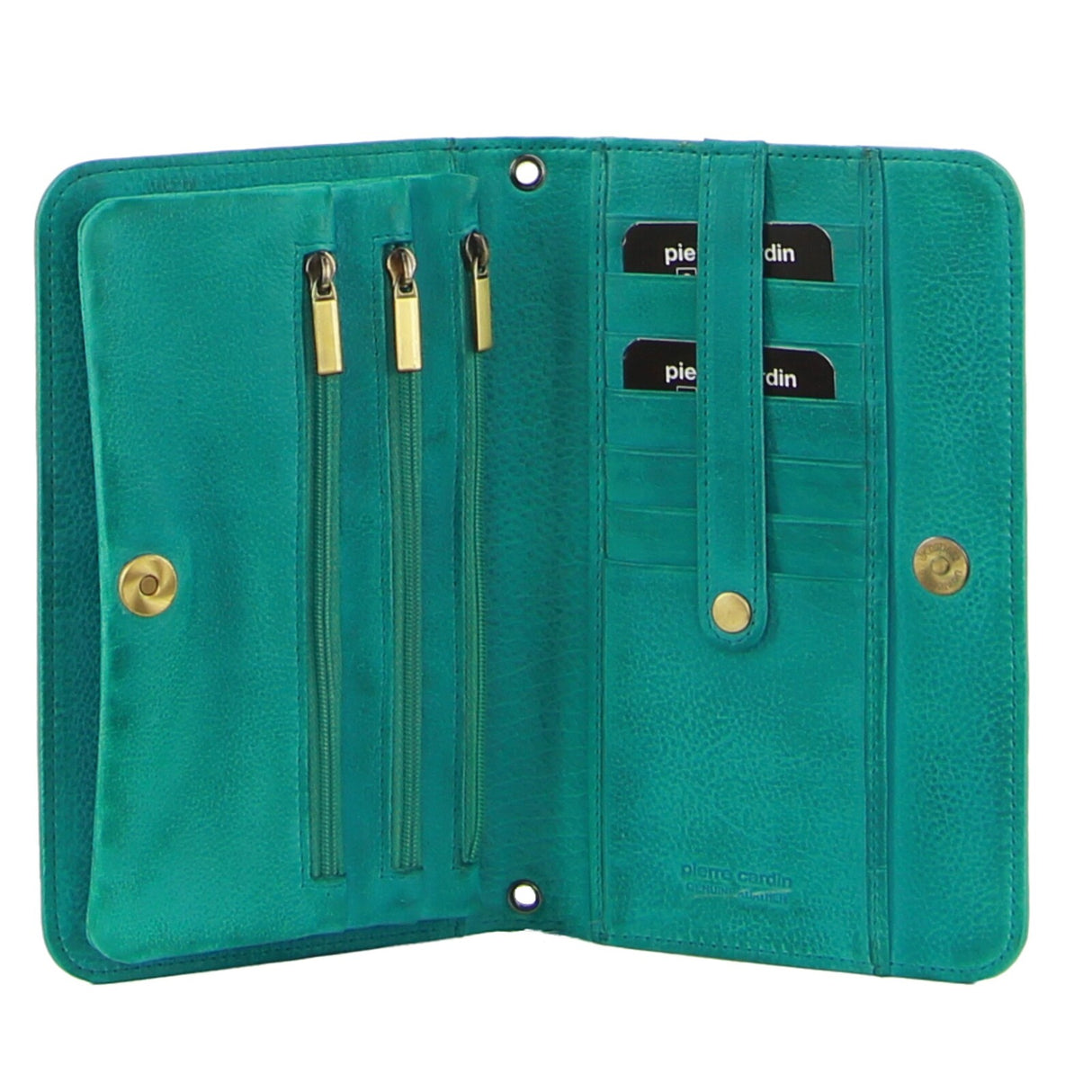 Pierre Cardin Ladies Womens Clutch Leather Wallet Purse RFID Protected - Turquoise