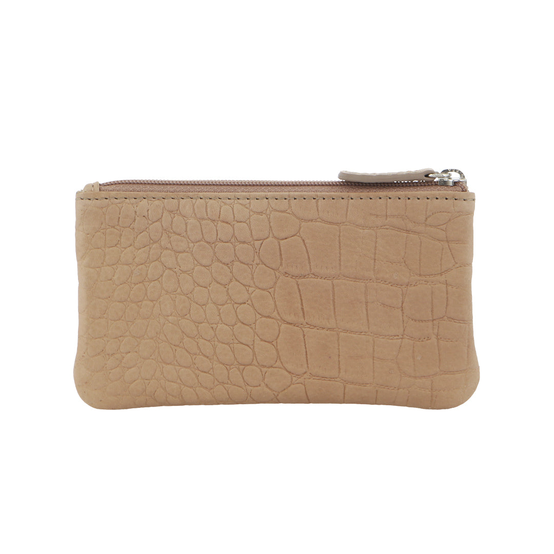 Pierre Cardin Ladies Womens Genuine Leather RFID Coin Purse Wallet - Taupe (Croc)