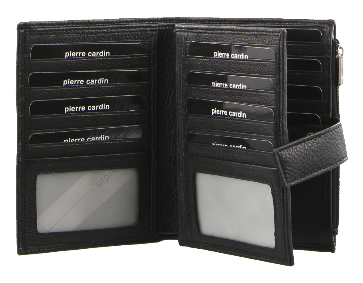 Pierre Cardin Womens Bi-Fold Italian Leather Credit Card Holder Wallet - Black