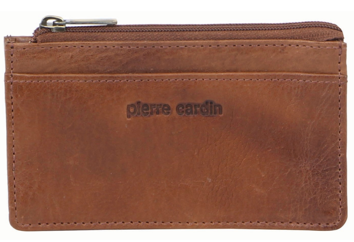 Pierre Cardin Womens Soft Italian Leather Coin Purse Holder Wallet - Cognac