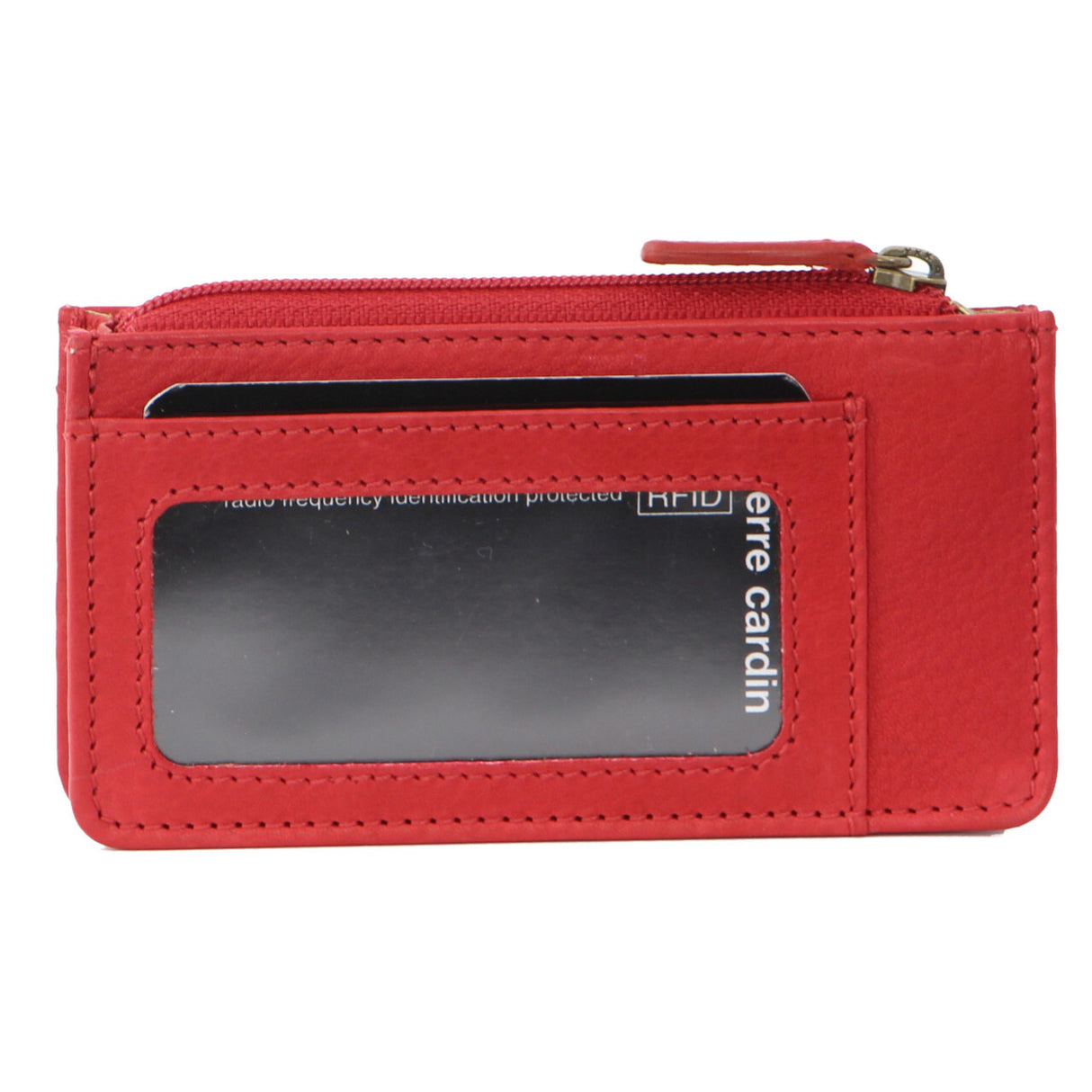 Pierre Cardin Womens Soft Italian Leather Coin Purse Holder Wallet - Red