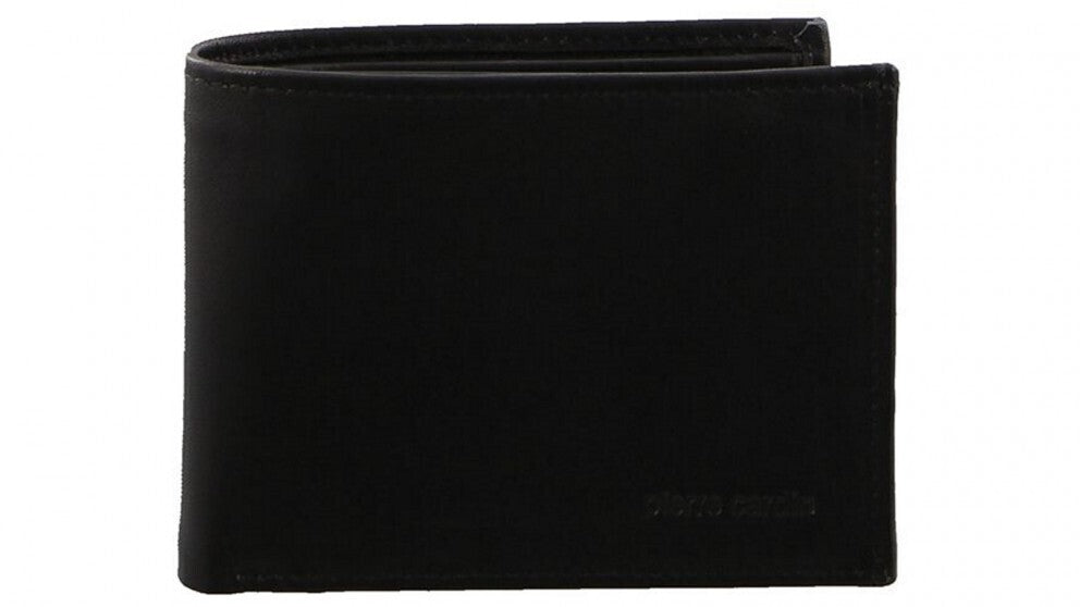 Pierre Cardin Italian Genuine Leather Mens Two Tone Bi Fold Wallet- Black/Cognac